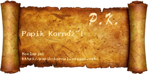 Papik Kornél névjegykártya